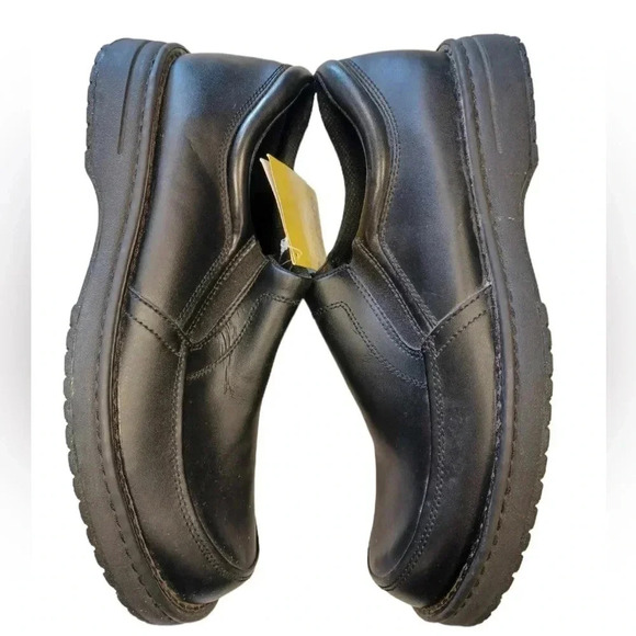 TredSafe Black Slip On Laceless Easy Twin Gore Leather Anti Slip Shoes Size 14 - Picture 2 of 9